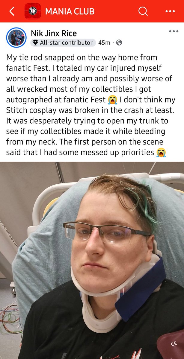 Gary_O's tweet image. .@Fanatics @FanaticsFest @RheaRipley_WWE @WWE the woman who was dressed as Stitch at Fanaticsfest who was all over your social media was injured in a car accident on the way home that totaled her car and destroyed her memorabilia. Can you do anything for her?