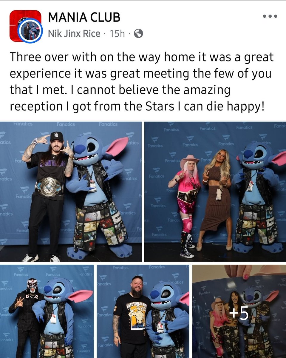 Gary_O's tweet image. .@Fanatics @FanaticsFest @RheaRipley_WWE @WWE the woman who was dressed as Stitch at Fanaticsfest who was all over your social media was injured in a car accident on the way home that totaled her car and destroyed her memorabilia. Can you do anything for her?