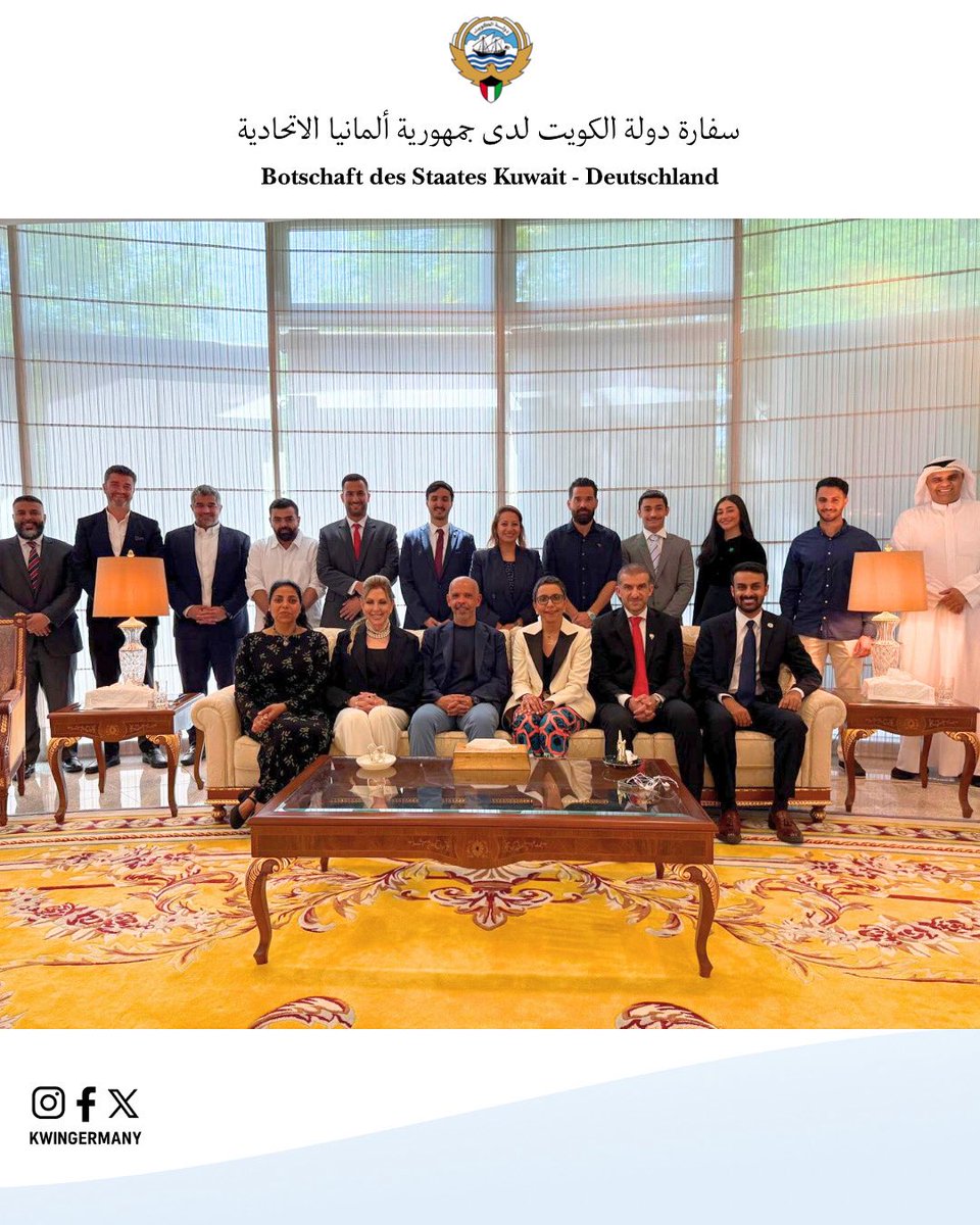 أقامت سعادة السفير/ ريم محمد الخالد – سفير دولة الكويت لدى جمهورية ألمانيا الاتحادية، مأدبة غداء يوم الأحد الموافق 22 يونيو 2025، على شرف وفد دولة الكويت المشارك في أعمال الحوار الألماني – العربي – الخليجي السابع حول الأمن والتعاون، والذي تنظمه جمعية الصداقة الألمانية – العربية