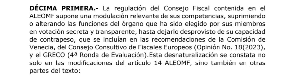 Más claro agua. 

Esta reforma no puede salir adelante. Es fundamental que el Consejo Fiscal pueda seguir ejerciendo esas funciones de contrapeso del enorme poder del FGE.