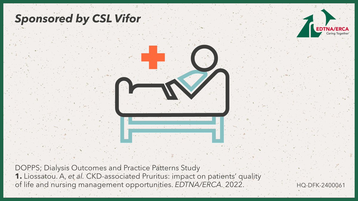 Did you know of a correlation between CKD-aP and hospitalisation?
In the DOPPS study, adjusted rates of all-cause hospitalisations were greater for patients moderately-to-severely bothered vs. not bothered by itch^1 #CKD #CKD-aP #nephrology 
edtnaerca.org/education/elec…