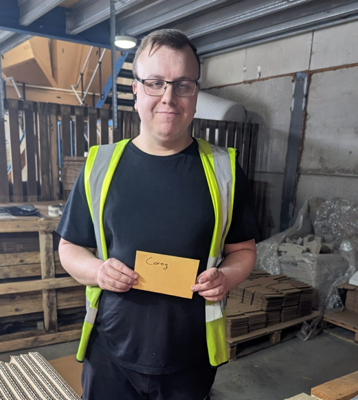 🎉 Another winner in our Actionpoint Treasure Hunt - this time it’s Corey from our fantastic warehouse team! 
Corey’s bagged himself an all-day Uber Eats pass on us. Let’s hope he’s got an appetite!  

#50YearsOfActionpoint #GoldenTicket #TeamActionpoint #ActionpointPackaging
