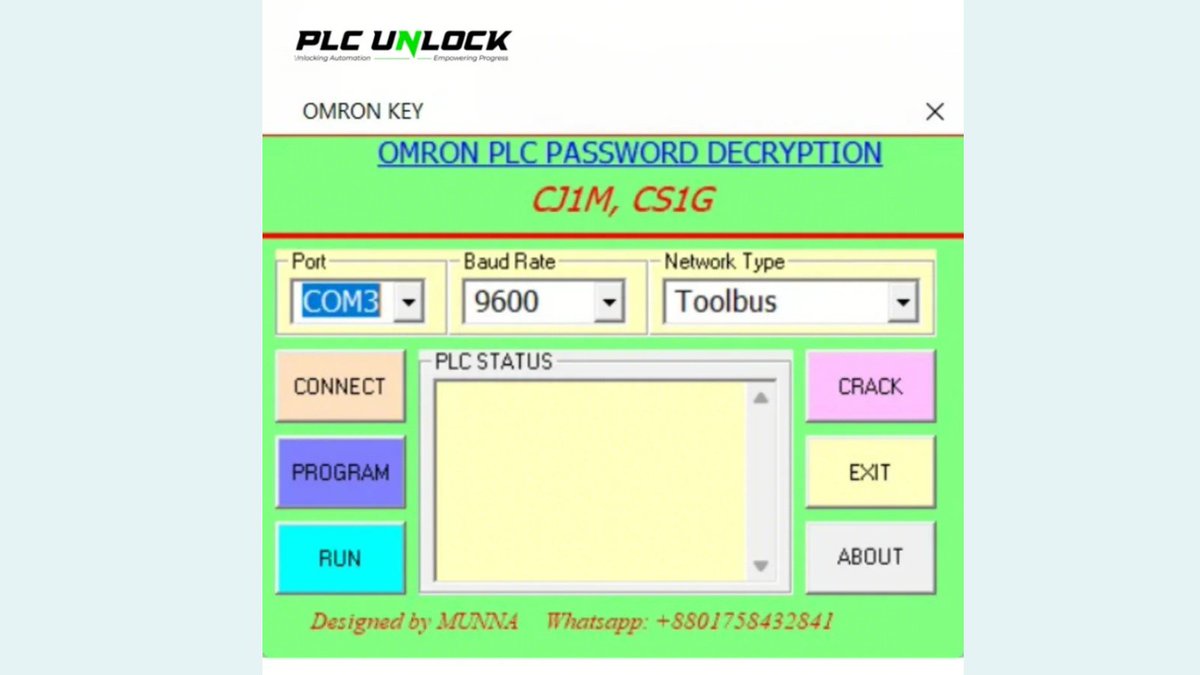 plcunlockbd's tweet image. Omron CJ1M / CS1G PLC Password Unlock Now in One Click
No more worries about locked devices 
#plcunlockbd #omronplc #cj1m #cs1g #passwordcrack #unlocktool #automationengineering
 #plcprogramming 
#toolbus