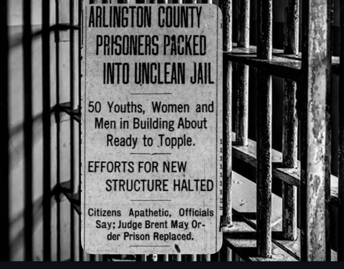 petulad's tweet image. June 23, 1925 — An investigative story found conditions in Arlington County jail were deplorable #100yearsagotoday ; overcrowding, 50 people in a space meant for 27, vermin, stench and a single wash basin. It was routine for someone held on a traffic violation to spend the night.