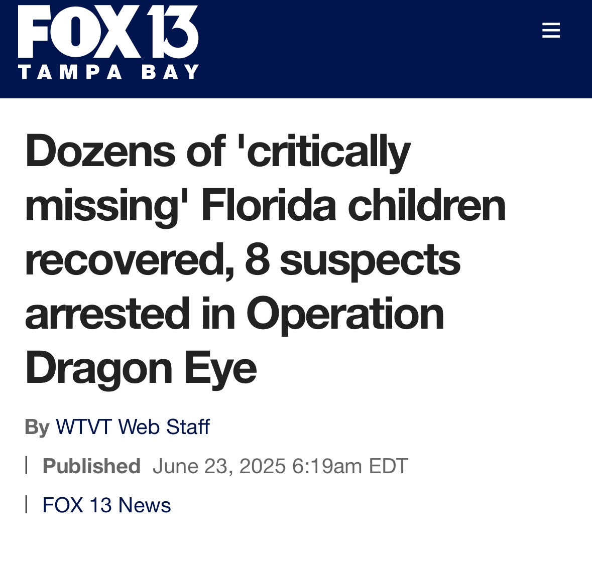 U.S. Marshals say Operation Dragon Eye marks the most successful missing child recovery operation in American history.
Sixty "critically missing" children were recovered, according to officials, and eight suspects were arrested in a two-week period.
The operation focused on