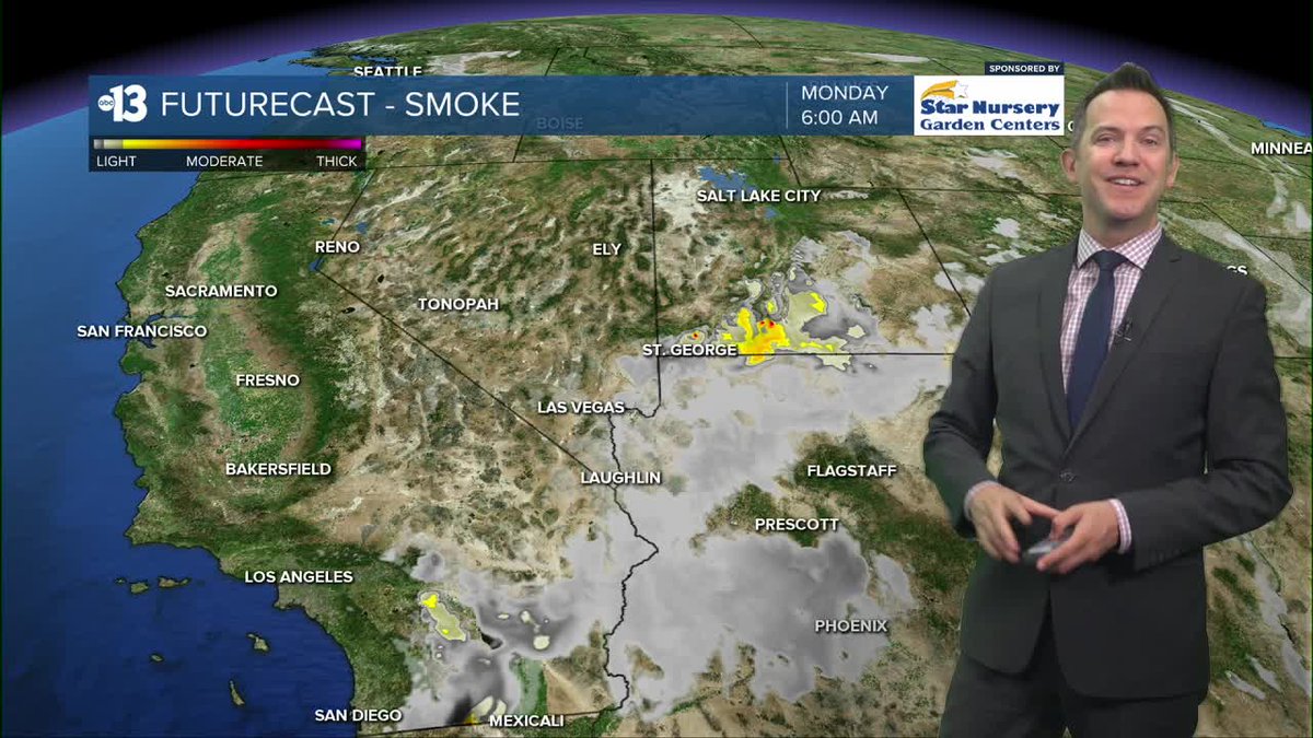 Enjoy the 60s and 70s early this morning. Highs in the 90s today and tomorrow. Breezy this afternoon. Occasional wildfire smoke the next few days. Triple digits return Wednesday and beyond. ktnv.com/weather/below-…