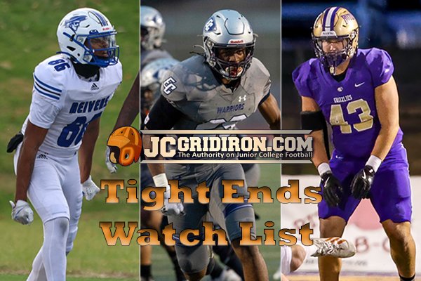 Brad Hoiseth (@bradhoiseth) on Twitter photo The JCGridiron.com Tight Ends Watch List has been released. A great group of guys from quality places.
<a href="/SnowCollegeFB/">Snow College Badger Football</a> <a href="/BLINNFBRECRUIT/">BLINN FB RECRUITING</a> <a href="/JC_BobcatsFB/">Jones College 🏈</a> <a href="/ButlerGrizzlyFB/">BUCO Football</a> <a href="/ReiverFootball/">IWCC Reiver Football</a> <a href="/Ellsworth_CC_FB/">Ellsworth CC Panther Football</a> <a href="/KC_MTXE/">Kilgore College Football</a> <a href="/GCCC_FOOTBALL/">Broncbuster Football</a> <a href="/SWCJaguarFB/">Southwestern College Football</a> <a href="/ButteFootball/">Butte College Football</a> <a href="/MJCFootball/">MJC Football</a> The JCGridiron.com Tight Ends Watch List has been released. A great group of guys from quality places.
<a href="/SnowCollegeFB/">Snow College Badger Football</a> <a href="/BLINNFBRECRUIT/">BLINN FB RECRUITING</a> <a href="/JC_BobcatsFB/">Jones College 🏈</a> <a href="/ButlerGrizzlyFB/">BUCO Football</a> <a href="/ReiverFootball/">IWCC Reiver Football</a> <a href="/Ellsworth_CC_FB/">Ellsworth CC Panther Football</a> <a href="/KC_MTXE/">Kilgore College Football</a> <a href="/GCCC_FOOTBALL/">Broncbuster Football</a> <a href="/SWCJaguarFB/">Southwestern College Football</a> <a href="/ButteFootball/">Butte College Football</a> <a href="/MJCFootball/">MJC Football</a>
