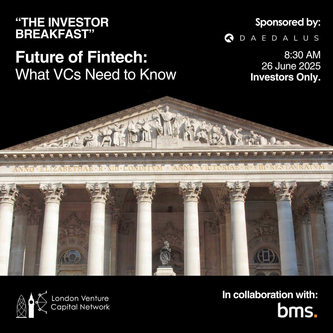 THE INVESTOR BREAKFAST IS BACK
"Future of Fintech: What VCs Need to Know"

Fintech is moving fast, are you keeping up?

Join us this Thursday for an exclusive investor breakfast, where we’ll dive into the top trends shaping fintech and venture capital in 2025 and beyond.

Connect