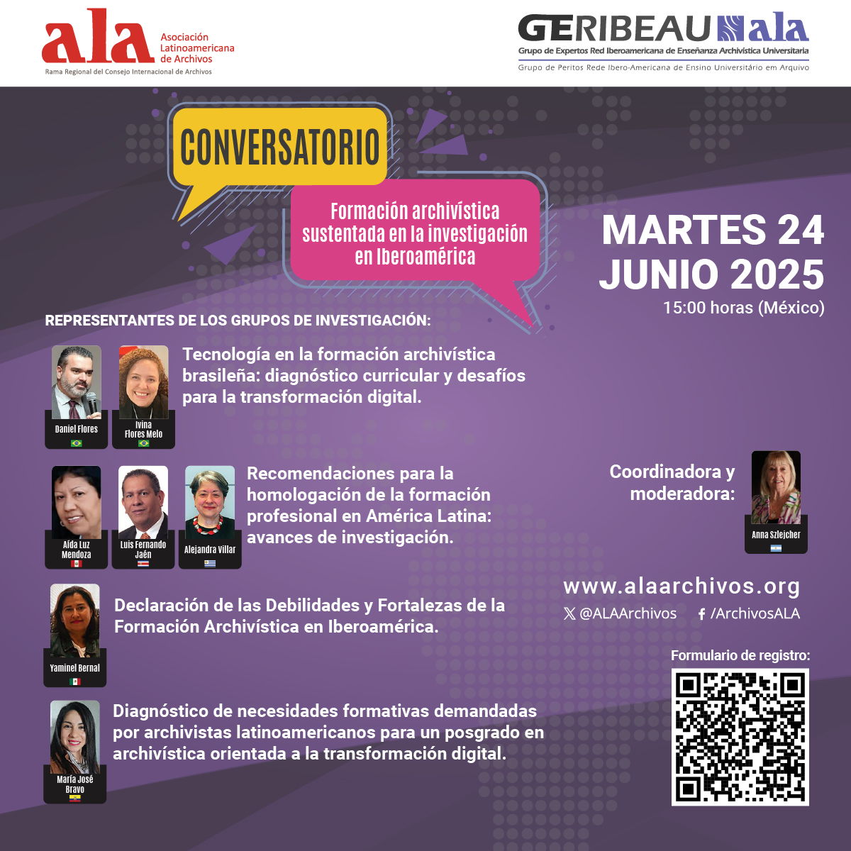 #NoTeLoPierdasCONVERSATORIO Formación archivística sustentada en la investigación en Iberoamérica
📷Martes 24 de junio de 2025
📷Horario 15:00 horas (México)
Representantes de los grupos de investigación:

📷Daniel Flores e Ivina Flores Melo (Brasil)
Tecnología en la formación ar