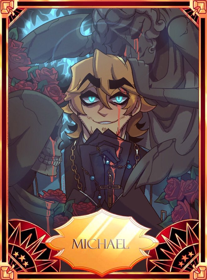 Dedmerath's tweet image. My Hazbin Hotel Original Cards. Featuring my Cain, my Satan, Seth and my Michael. #HazbinHotel #HelluvaBoss #Cain #satan