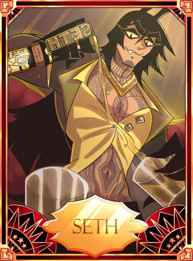 Dedmerath's tweet image. My Hazbin Hotel Original Cards. Featuring my Cain, my Satan, Seth and my Michael. #HazbinHotel #HelluvaBoss #Cain #satan