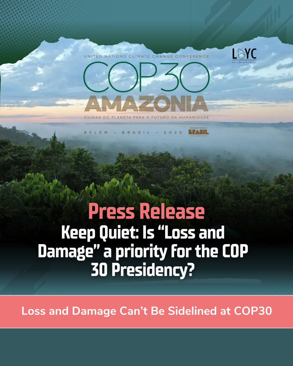 🚨 PRESS RELEASE 

Today we respond to the Brazilian COP30 Presidency’s 4th letter — which again fails to meaningfully address #LossAndDamage.

Silence is not neutrality. It’s a political decision.

Access Press Release Here: bit.ly/4kTz4PC
