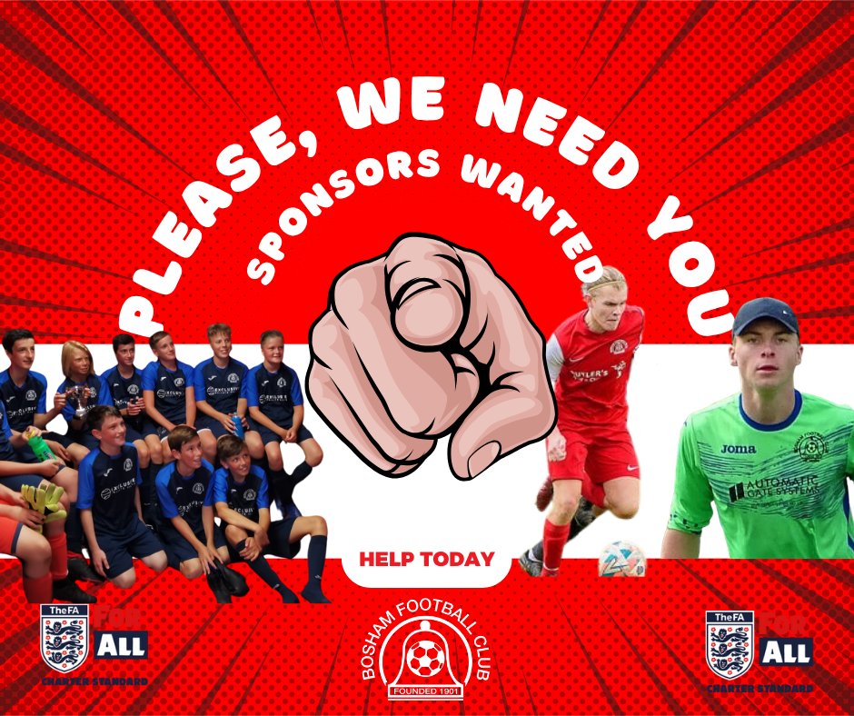 BoshamFC's tweet photo. 𝗟𝗼𝗰𝗮𝗹 𝗯𝘂𝘀𝗶𝗻𝗲𝘀𝘀𝗲𝘀, 𝗰𝗮𝗻 𝘆𝗼𝘂 𝗛𝗘𝗟𝗣? Our football club can only survive thanks to the contribution of our amazing sponsors. We continue to support five teams, including two youth teams. Contact Paul Street on 07810 010694 https://t.co/GtLc2zbiBw