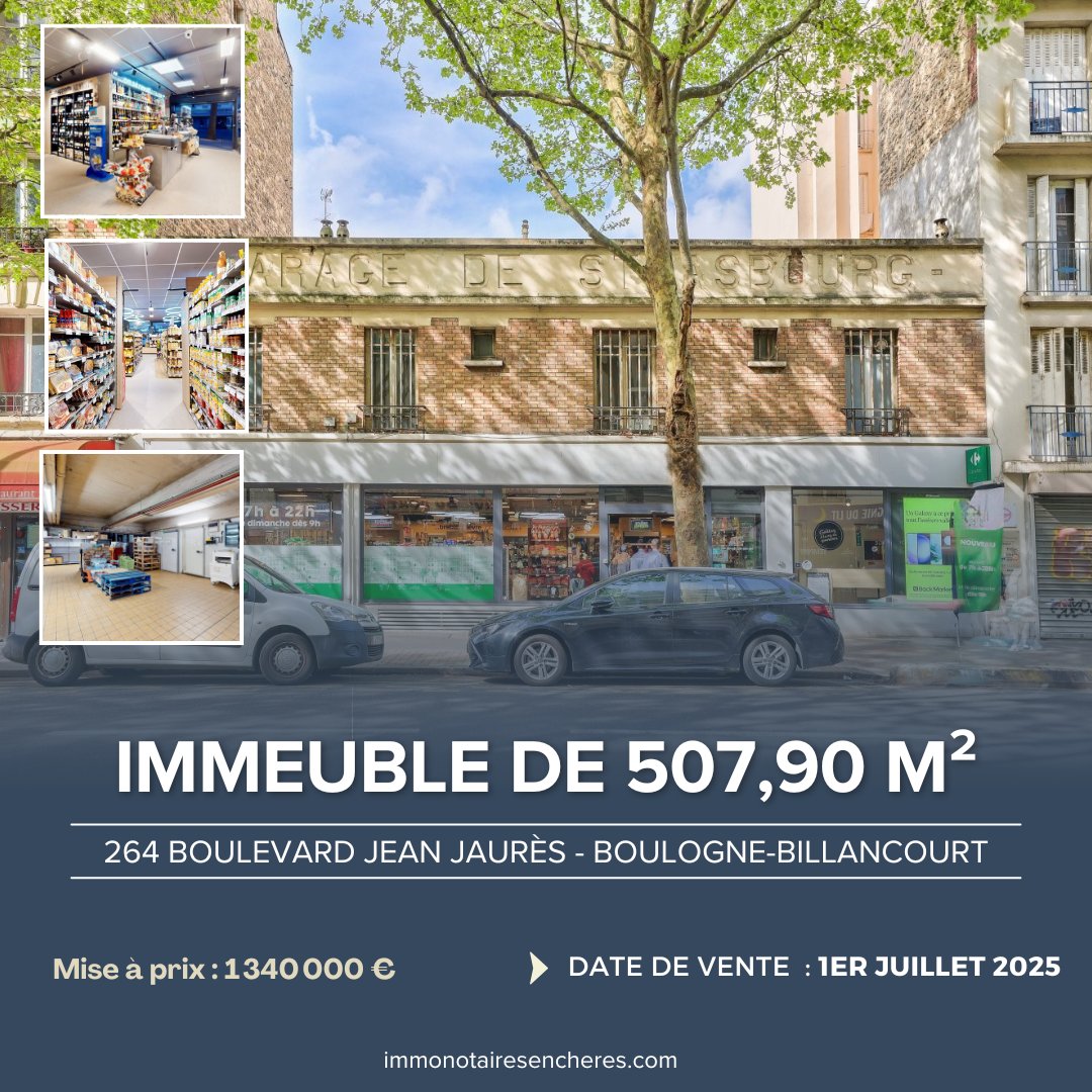 Derniers jours pour vous positionner sur un bien rare à Boulogne-Billancourt !

📌 Immeuble situé au 264 boulevard Jean Jaurès
📅 Vente aux enchères : mardi 1er juillet à 14h30
(dépôt de consignation à 13h30)
📍 Chambre des Notaires de Paris

🔗 + d’infos sur le bien :