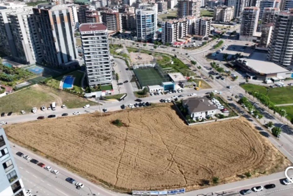 onedio's tweet photo. Bursa’da bir vatandaş, gökdelenler arasında kalan 150 milyon TL değerindeki arsasını satmayı reddedip buğday ekti. https://t.co/Y3HTvTVpRL