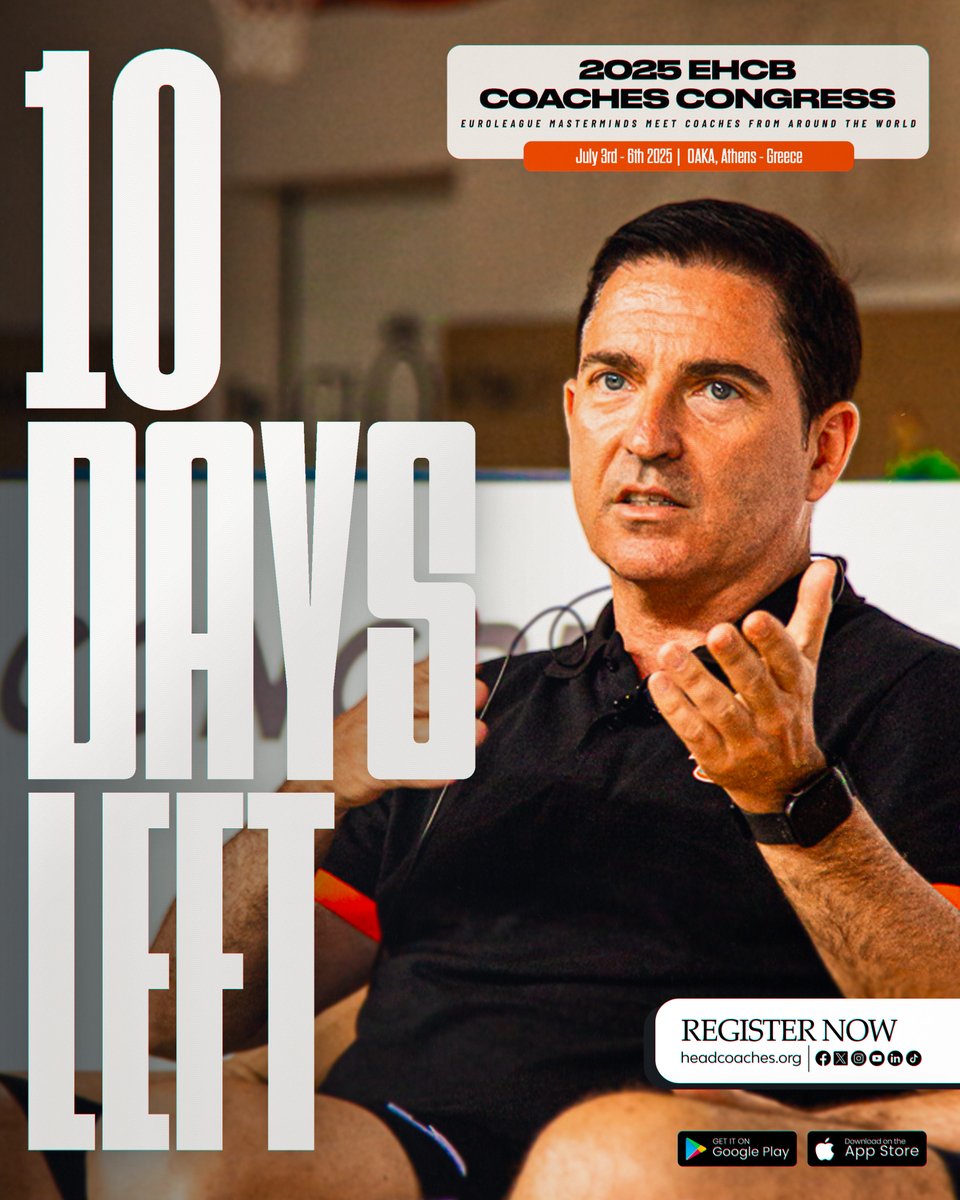 Just 🔟 days left!

Not in Athens? No problem, watch the EHCB Coaches Congress LIVE from anywhere in the world! 📲

Register NOW! 
👉 headcoaches.org/ehcb-coaches-c…