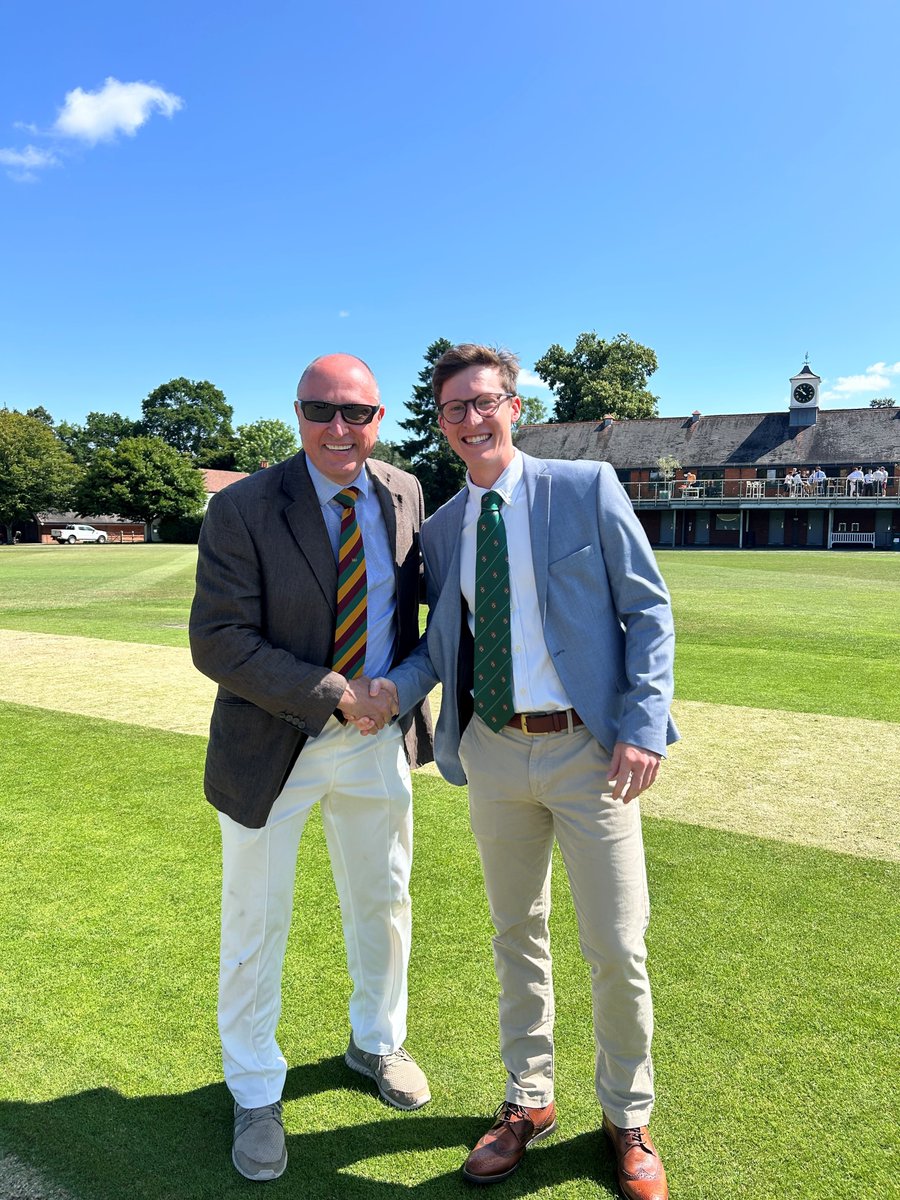 rgsgog's tweet photo. Congratulations to the Headmaster’s XI who edged out the OGs in a friendly & competitive match at BB. Thanks to Alex Sweet OG'16 for leading the OGs, umpires Tim Drake OG'75 & Mattie Sutton OG'22, and all who came to cheer. See you next year! #RGSCommunity @RGSGuildford https://t.co/b7Ialobuyr