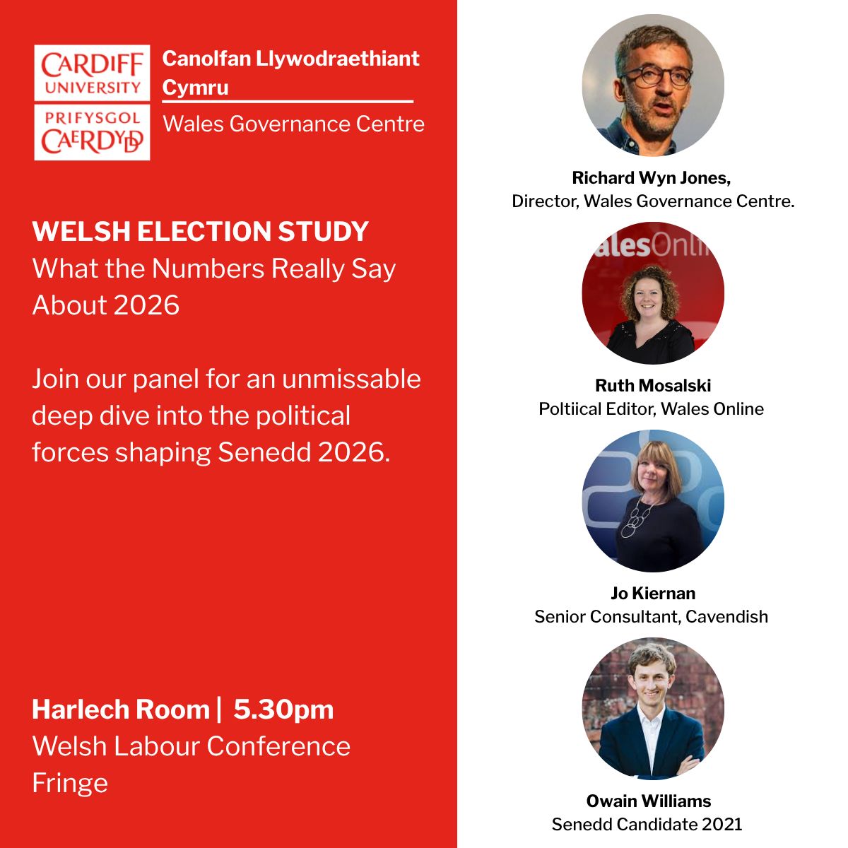WalesGovernance's tweet image. Ymunwch â ni Dydd Sadwrn yng nghynhadledd Llafur Cymru:
Bydd @RWynJones a @jamesbreckwoldt yn cyflwyno eu dadansoddiadau diwetharaf o'r Astudiaeth Etholiad Cymru cyn panel trafod gyda @ruthmosalski , @MsJoKiernan , ac @Owain2026 :