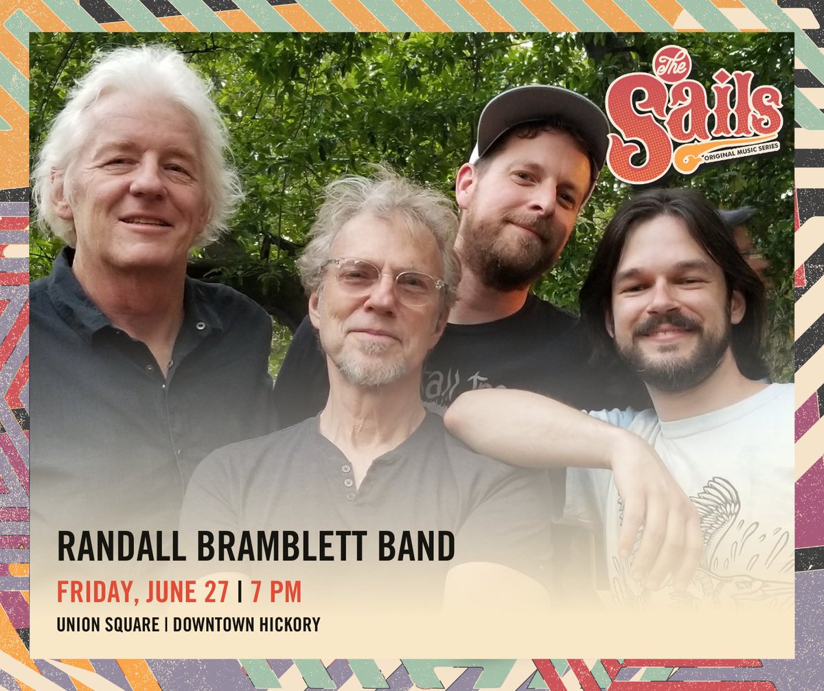 The City of Hickory's Sails Original Music Series, presented by Protection Products, Inc., welcomes back the Randall Bramblett Band this week. The free concert begins at 7 p.m. on Friday, June 27, at Union Square in downtown Hickory. hickorync.gov/randall-brambl…
