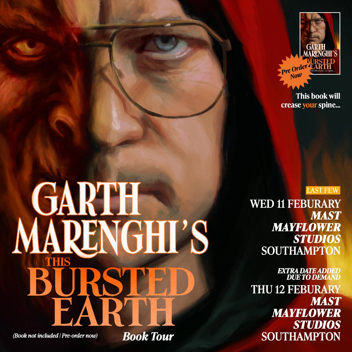 Due to high demand, a new Southampton date is hereby announced for Garth Marenghi’s Bursted Earth tour. On sale Friday at 10am. Yes, ‘February’ is spelt Garth’s way. Grammar serves him.