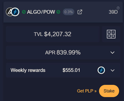 Pact (@pact_fi) on Twitter photo Our ALGO/POW Farm is now live on <a href="/AlgoFoundation/">Algorand Foundation</a>! ⚡️
On the lead up to the Airdrop, please be mindful of liquidity and potential volatility.
The full liquidity mining program with our top 50 pairs will begin on June 28th.
Farm: app.pact.fi/stake/30875327… Our ALGO/POW Farm is now live on <a href="/AlgoFoundation/">Algorand Foundation</a>! ⚡️
On the lead up to the Airdrop, please be mindful of liquidity and potential volatility.
The full liquidity mining program with our top 50 pairs will begin on June 28th.
Farm: app.pact.fi/stake/30875327…