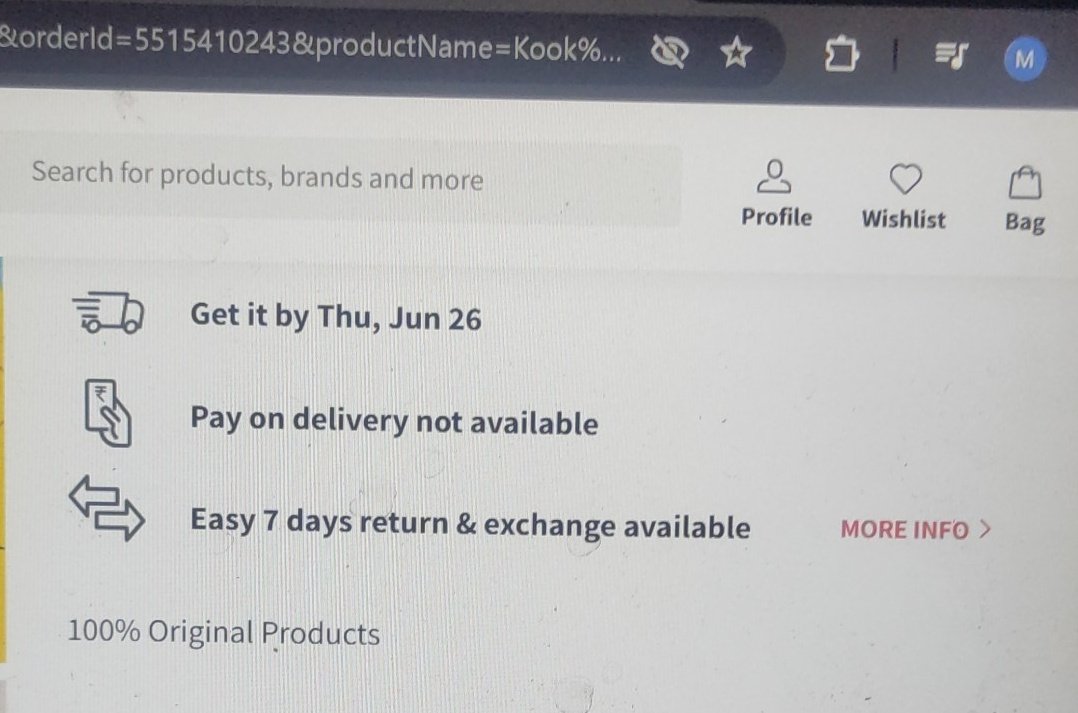 Jagnetoo's tweet photo. @MyntraSupport @myntra Product showing easy 7 days return while support saying it's non returnable. So is it a fraud? OrderId 1302269 02169926538703 https://t.co/E30JaaVCjG