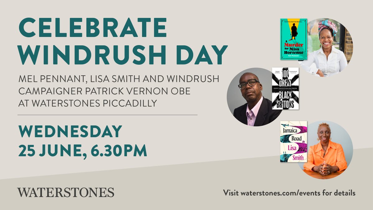Baskerville (@baskervillejmp) on Twitter photo Celebrate Windrush Day with <a href="/MelPennant/">Mel Pennant</a>, <a href="/ppvernon/">Patrick Vernon</a> and Lisa Smith at <a href="/WaterstonesPicc/">Waterstones Piccadilly, London</a> this Wednesday!
🎟️ Tickets available here: waterstones.com/events/novelis… Celebrate Windrush Day with <a href="/MelPennant/">Mel Pennant</a>, <a href="/ppvernon/">Patrick Vernon</a> and Lisa Smith at <a href="/WaterstonesPicc/">Waterstones Piccadilly, London</a> this Wednesday!
🎟️ Tickets available here: waterstones.com/events/novelis…