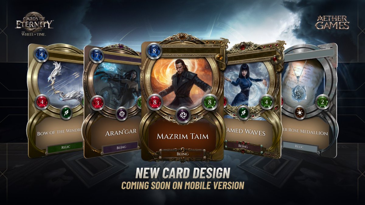 👀Sneak peek at our updated card borders. Fresh frames, clearer icons, and a brand new rarity are coming soon to the Wheel of Time digital trading card game on PC and Mobile