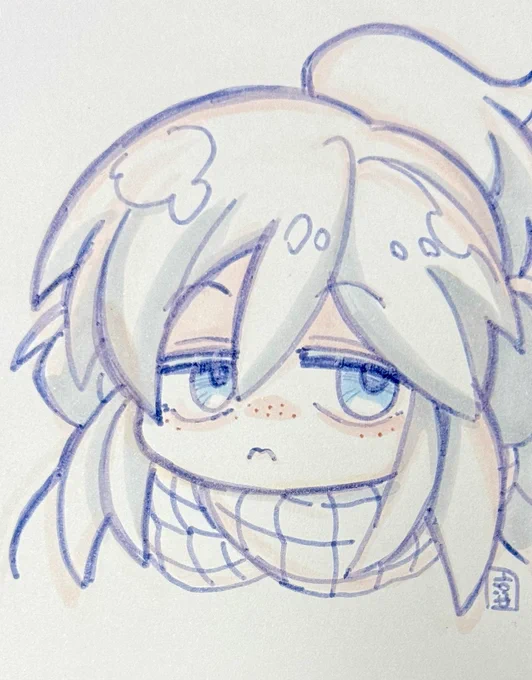 958日目のアナログイラストはジークアクスのドゥー・ムラサメ〜! 明日がジークアクス最終回なの耐えられない……どうしよう……。
