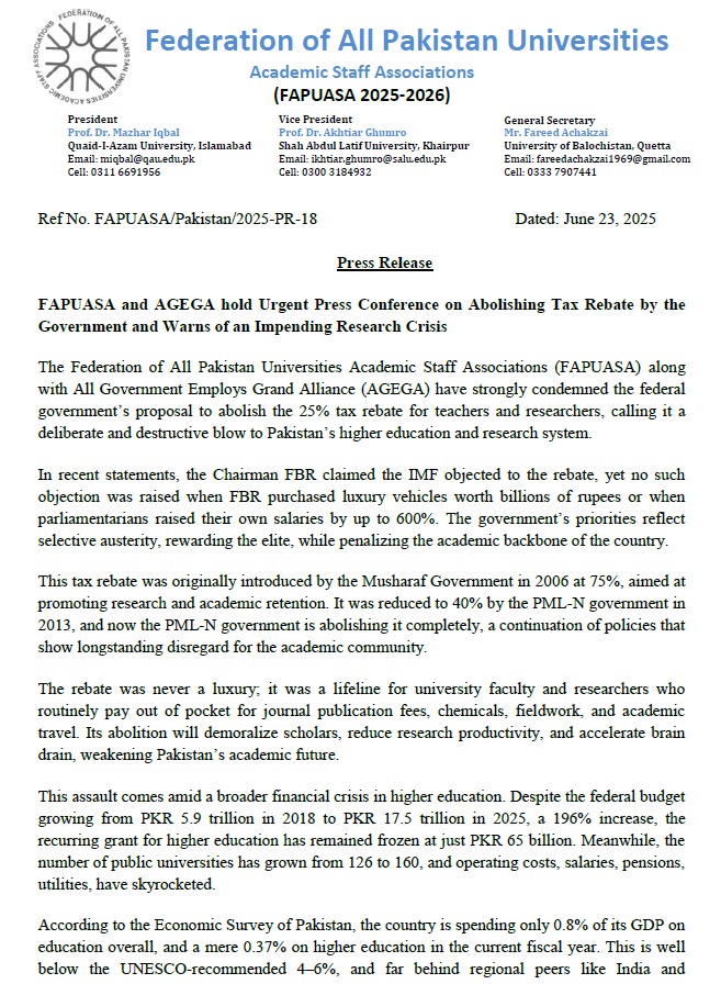 MashterBlaster's tweet photo. FAPUASA Press Release regarding 25% Tax Rebate and Increase in Higher Education Funding. 

#Tax_Rebate_for_Researcher
#Restore_Tax_Rebate https://t.co/L7qRYNj1Mw