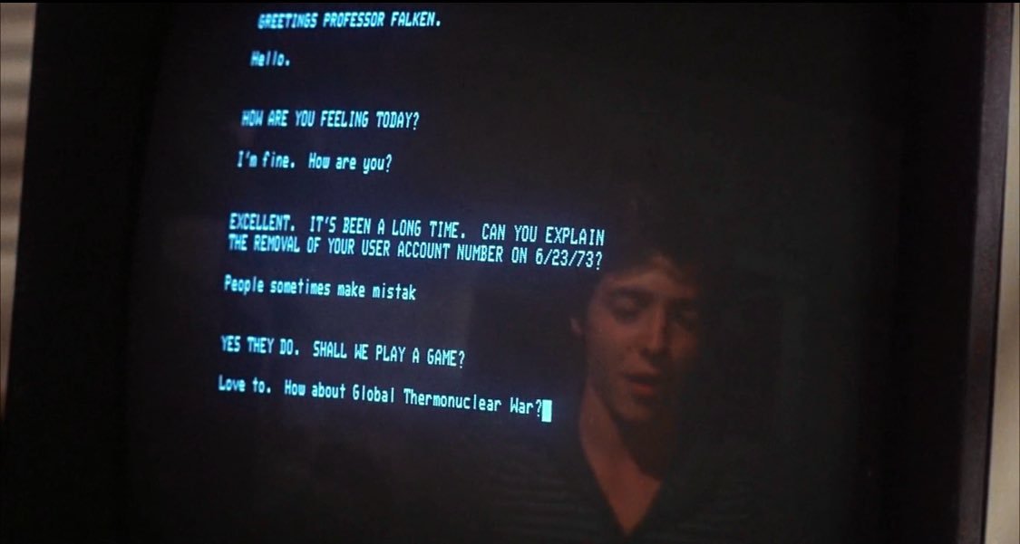 Jun 23rd 1973 - Dr. Stephen Falken's user account was removed from the super computer WOPR (War Operation Plan Response)

📽️📅 WarGames (1983)