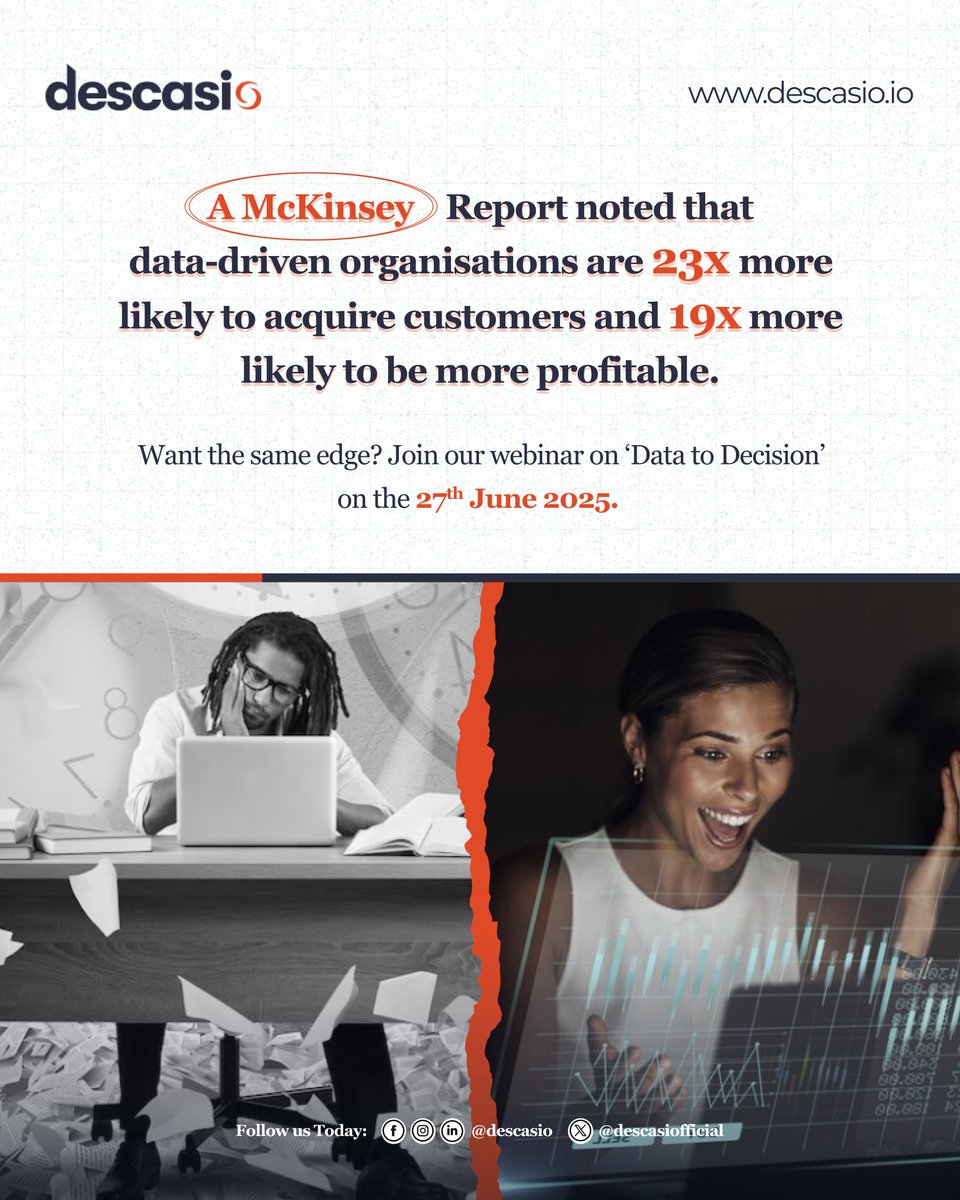 Join us on Friday, June 27, 2025, to uncover how businesses can leverage data as a powerful decision-making tool to drive success and productivity.

🕛 Time: 12 PM (Noon)

Save your seat now! (zoom.us/webinar/regist…)

#BusinessIntelligence #DigitalDecisions #SmartGrowth #Data