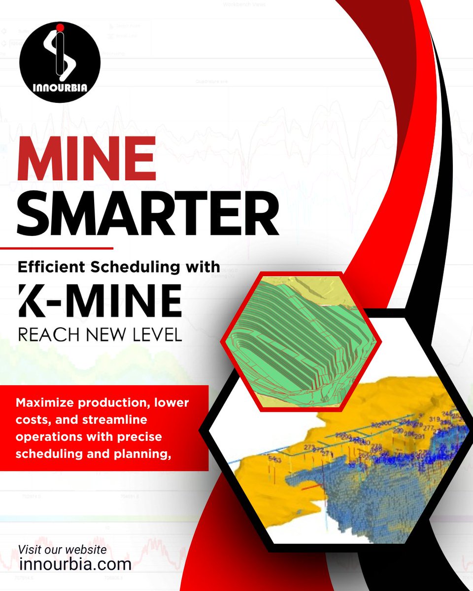 innourbia's tweet image. ⚒️ Maximize mining efficiency with K-MINE, trusted by Innourbia.
From pit design to scheduling &amp;amp; block modeling — streamline every step.
Align with JORC/NI 43-101, optimize CAPEX, and digitize your mining ops.

#MiningSoftware #Kmine #Innourbia #MinePlanning