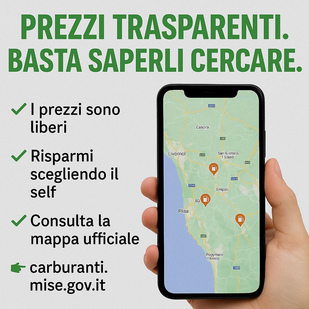 🚗💰 Basta allarmismi FALSI sul caro carburante.

✔️ I prezzi in Italia sono liberi, non imposti
✔️ Vuoi risparmiare? Scegli il self service
✔️ Puoi controllare dove costa meno 👉 carburanti.mise.gov.it
Serve serietà, non sensazionalismo.
#Carburanti #InformazioneCorretta
