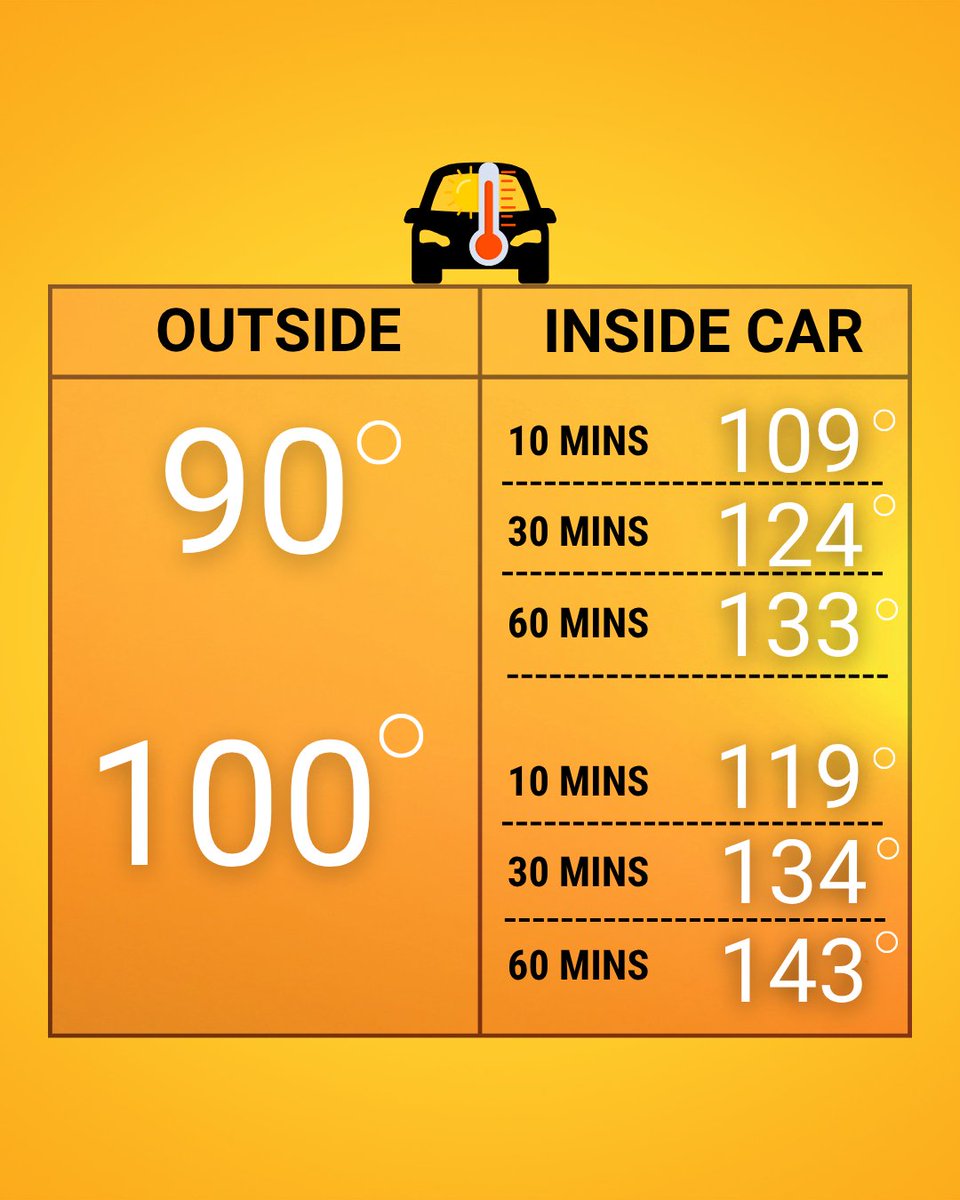 A sweltering heat wave is affecting millions of Americans this week. 🔥🌡️ Protect yourself — and your child in the back seat! It's NEVER safe to leave them alone in a vehicle. 

This is how quickly a car heats up. ⤵️
