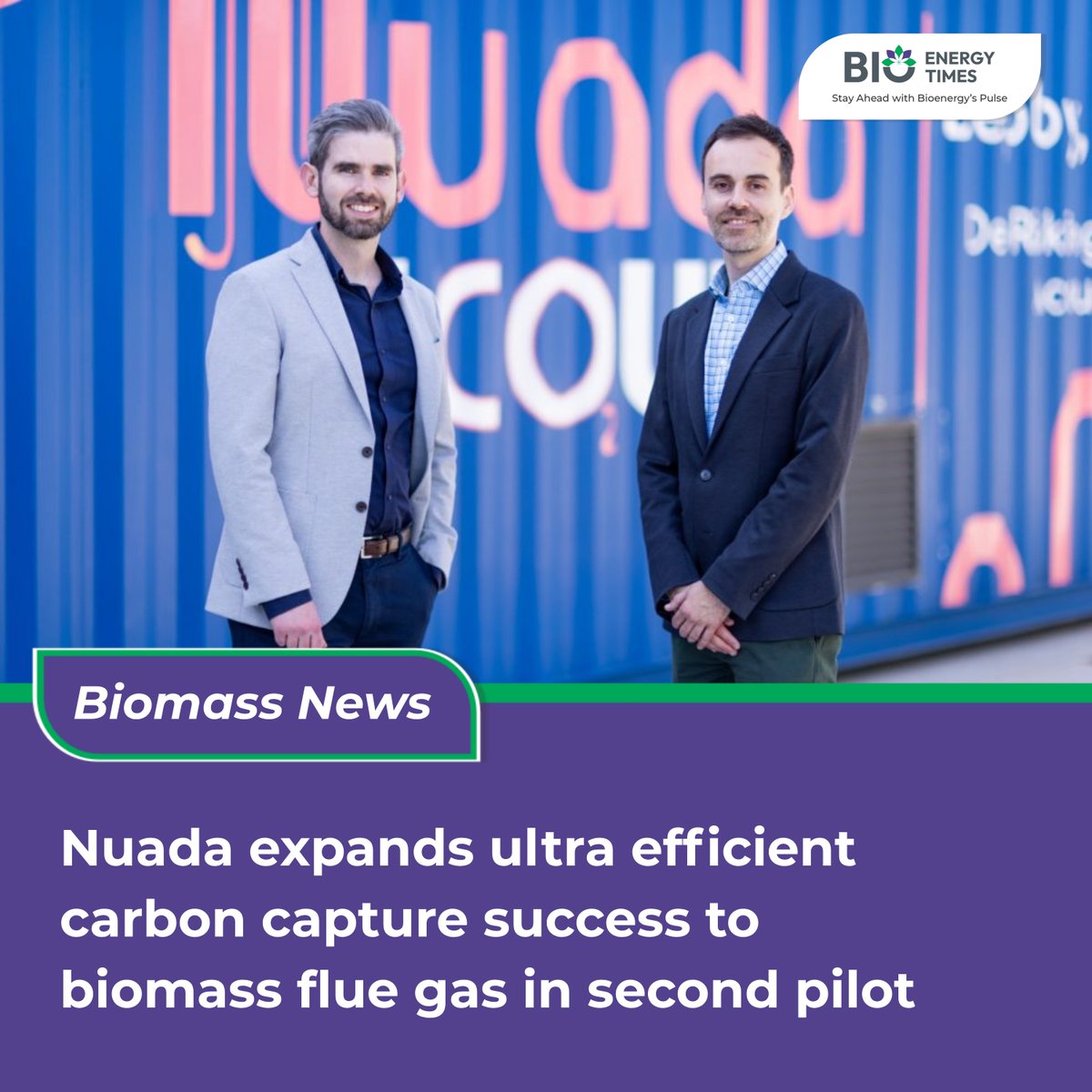 Nuada has completed the trial of its second pilot plant at the Energy Innovation Centre at The University of Sheffield. 

Read more🔗 bioenergytimes.com/nuada-expands-…

#BioEnergyTimes #Sustainability #BET #Nuada #CarbonCapture #BiomassEnergy #NetZero

<a href="/nuadaCO2/">Nuada</a>
