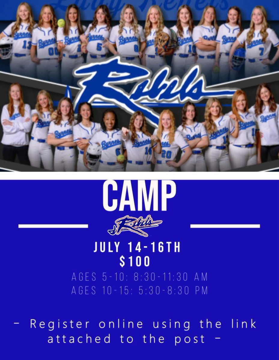 Camp is  just 3 weeks away! Register for our upcoming camp using the link below 

go.TeamSnap.com/forms/483901