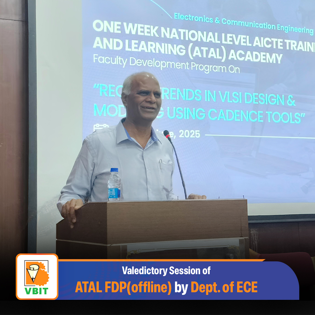 VBITHYD's tweet image. 🎓 Valedictory Session of the AICTE Training and Learning (ATAL) Academy One-Week Faculty Development Program (FDP) on “Recent Trends in VLSI Design &amp;amp; Modeling using Cadence Tools” successfully concluded at #VBIT!📚

#ATALAcademy #FDP2025 #VBITInnovation #VLSIDesign #CadenceTools
