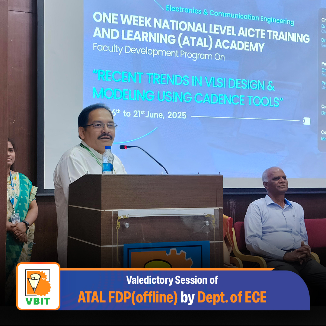 VBITHYD's tweet image. 🎓 Valedictory Session of the AICTE Training and Learning (ATAL) Academy One-Week Faculty Development Program (FDP) on “Recent Trends in VLSI Design &amp;amp; Modeling using Cadence Tools” successfully concluded at #VBIT!📚

#ATALAcademy #FDP2025 #VBITInnovation #VLSIDesign #CadenceTools