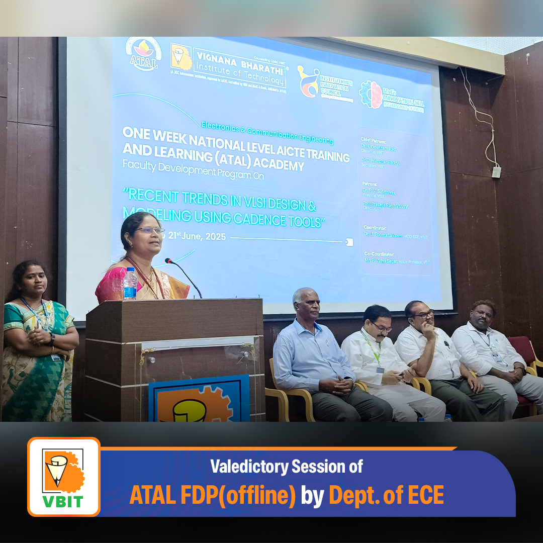 VBITHYD's tweet image. 🎓 Valedictory Session of the AICTE Training and Learning (ATAL) Academy One-Week Faculty Development Program (FDP) on “Recent Trends in VLSI Design &amp;amp; Modeling using Cadence Tools” successfully concluded at #VBIT!📚

#ATALAcademy #FDP2025 #VBITInnovation #VLSIDesign #CadenceTools