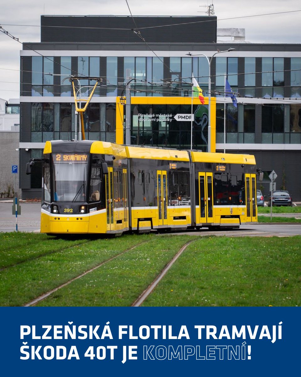 Poslední tramvaj Škoda 40T byla předána Plzni <a href="/PMDPnews/">PMDP</a>. Flotila je kompletní — všech 22 tramvají je oficiálně v provozu! 🚋 ✅ Jsme hrdí, že naše tramvaje každý den slouží městu, které nazýváme domovem.