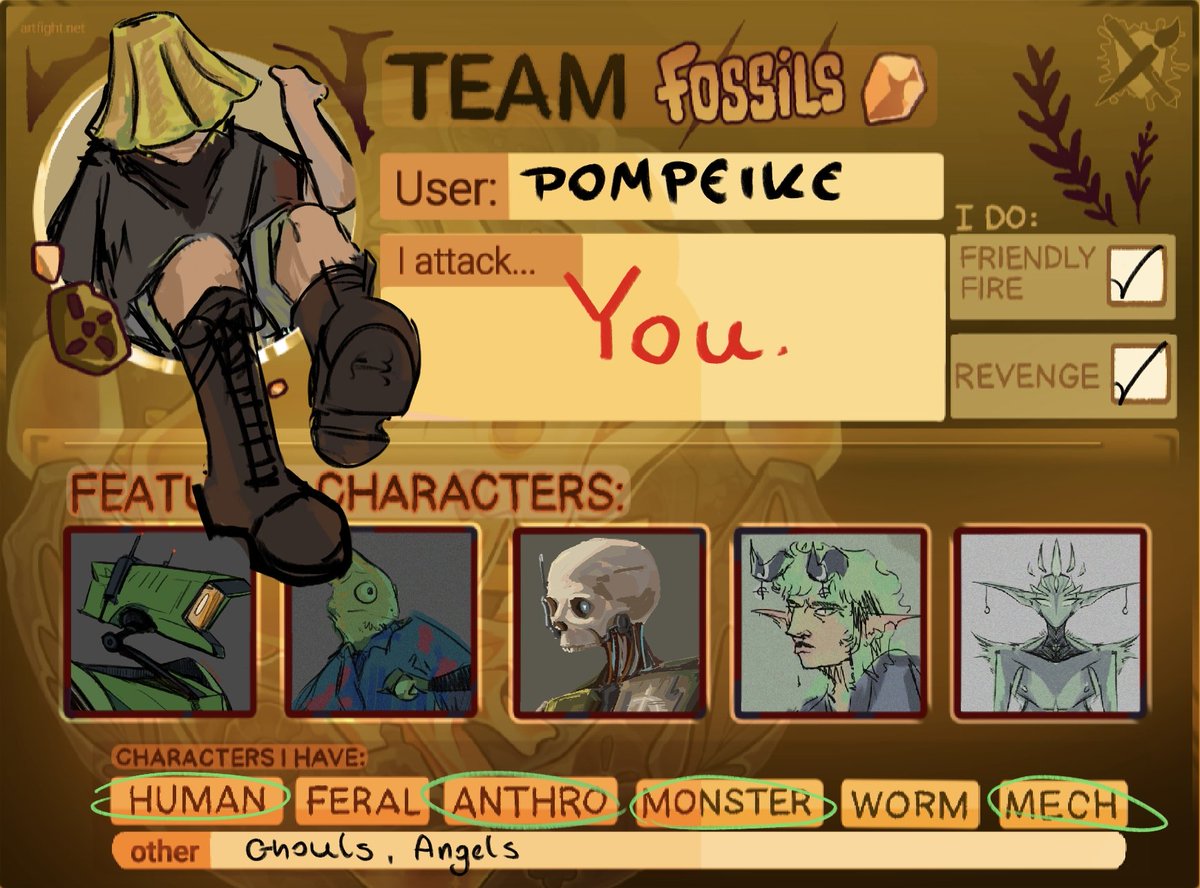 pompeike's tweet image. #artfight2025 #artfightteamfossils :]