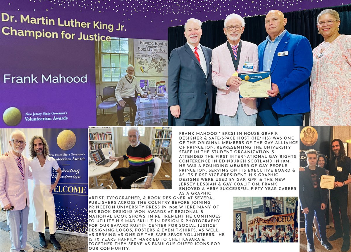 RustinCenter's tweet image. Celebrate our @rustincenter fam everyday but truly special when greater community recognizes one of us so with #pride we share the fab Frank Mahood honored with MLK Champion of Justice Medal by @NJGov Office of Volunteerism & invite all y'all to visit him at our Queer Safe-Space!