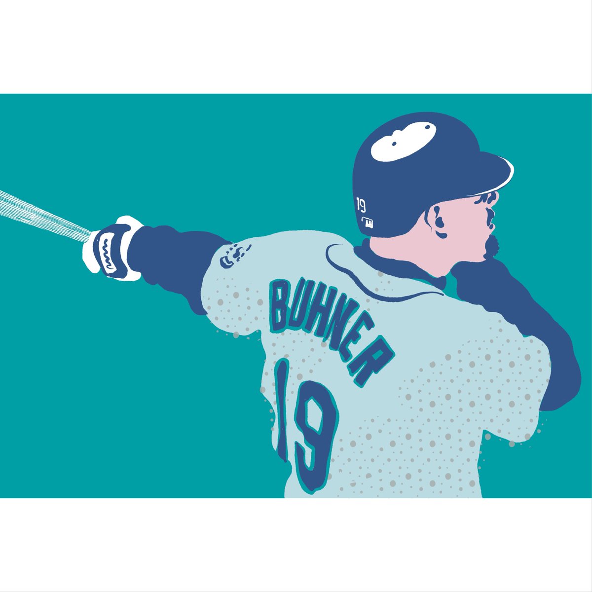 emkittel's tweet photo. This Day in Baseball History: June 23, 1993 - Seattle OF Jay Buhner hits for the cycle in the Mariners' 8 - 7, 14-inning win over the Athletics. He is the first Mariner player to ever hit for the cycle.
.
#tripleplaydesign #illustration #design #jaybuhner #seattlemariners https://t.co/GaiCtugAHu