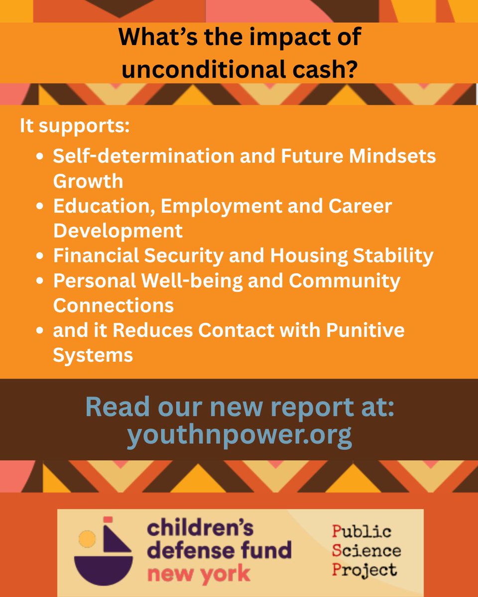 Our new report is out TODAY!
"Starting to Live" describes the impact of unconditional cash support in the lives of young adults in New York City after foster care.  
Read it here: bit.ly/44cepz5
And, let us know what you think! 
#guaranteedincome #fostercare