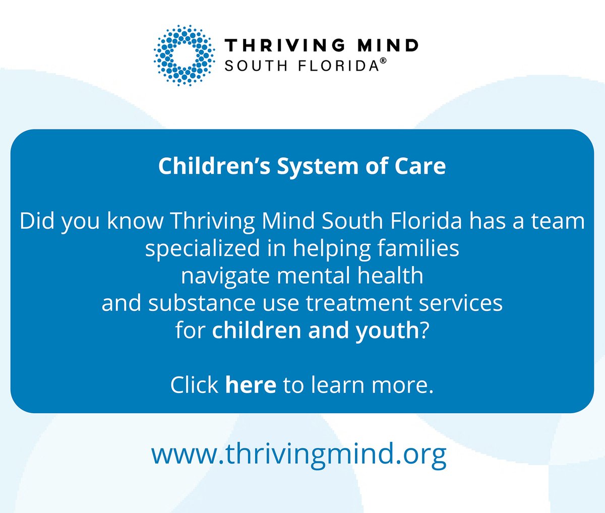 ThrivingMindSF's tweet image. Did you know Thriving Mind has a team specialized in helping families navigate mental health and substance use treatment services for children and youth? Click here for help: thrivingmind.org/csoc