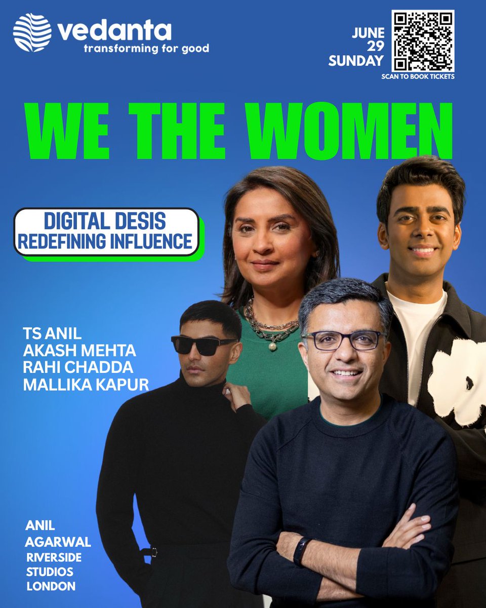 BDUTT's tweet photo. The speaker line up at #WeTheWomen is getting more and more exciting for its first London edition at @RiversideLondon - Meet the Digital Desis redefining influence in United Kingdom - #RahiChadda who became the first South Asian Male Ambassador for #DiorBeauty. I am also delighted to welcome @mehta_a CEO and founder of #FableandMane. So happy to have with us TS Anil the man at the helm of @monzo And thrilled to welcome my friend @ThisisMallika who has shone for years at CNN and Bloomberg and one of the finest interviewers across the globe.
We have a limited offer of free seats so quickly click this link here - https://t.co/aqwpfsw4fs
#wethewomen - in partnership with @Vedanta_Group