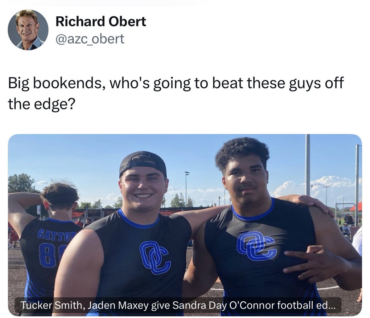 MaxeyFootball's tweet image. Such a cool article. Thanks for the kind words. @TuckerSmith77 and I been together since we could put pads on. Gonna be a great season. @oc_football @coachjmrmsports @bkullos @247Sports @BrandonHuffman @azcentral @azc_obert