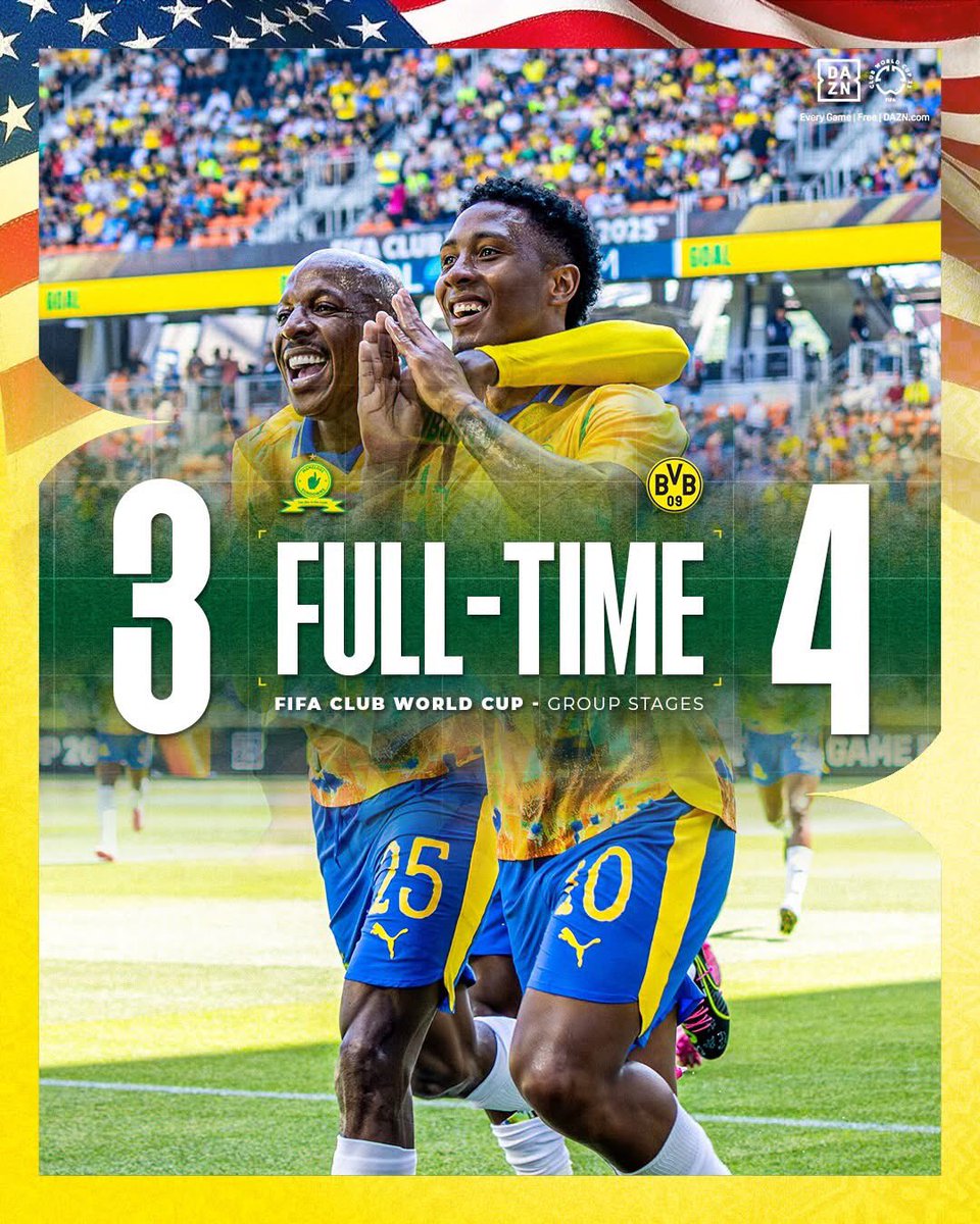 After12_Com's tweet photo. Night in SA. Day in the US. One iconic match. 🌍⚽
Sundowns vs Dortmund lit up two continents! 🔥
#ChampionsToTheWorld #YouthMonth2025 #Sundowns https://t.co/drY0WKogFv