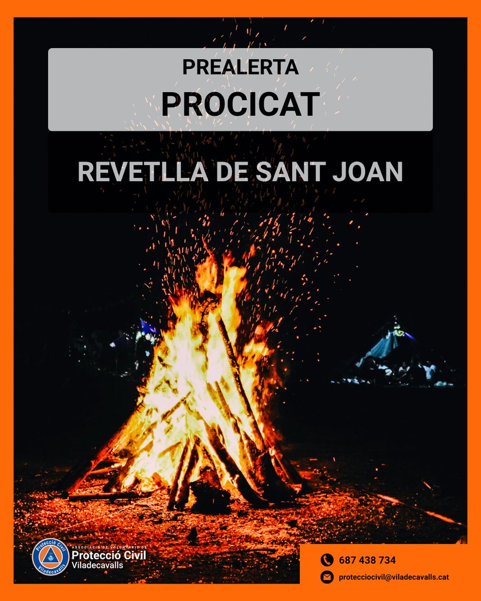 PCViladecavalls's tweet photo. 🎇 Aquesta #Revetlla de #SantJoan, voluntaris de #ProteccioCivil participaran al dispositiu especial a Viladecavalls per donar suport als serveis d’emergència i vetllar per una festa segura.

🙌 Gaudim d’una #RevetllaSegura!

#SantJoan2025 #AVPC #Viladecavalls https://t.co/vC20dzscpe